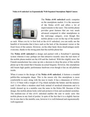 Nokia c6-01 unlocked An Ergonomically Well-Organized Smartphone Digital Camera