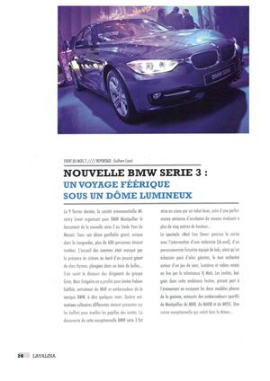 Article sur lancement nouvelle BMW dans Magazine LAYALINA - mars 2012