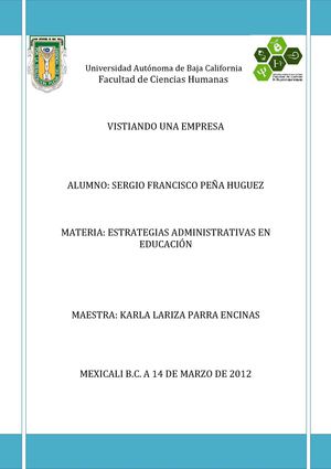 ESTRATEGIAS ADMINISTRATIVAS, VISITA A EMPRESA SORIANA