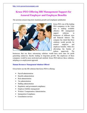 Kruse PEO Offering HR Management Support