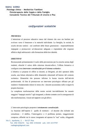 Configurazioni  scolastiche - Dott.ssa Nadia Giorgi