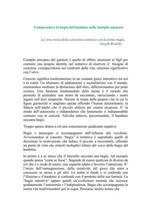 Comprendere la bugia del bambino nella famiglia separata - Dott.ssa Nadia Giorgi