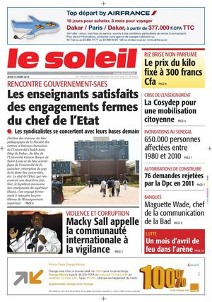 Edition du 15 mars 2012