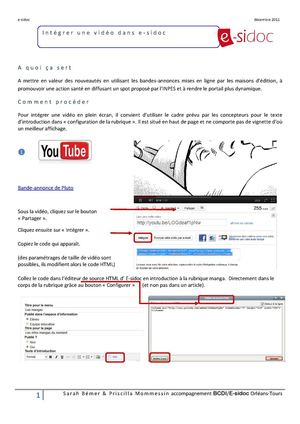 inserer une video dans e-sidoc