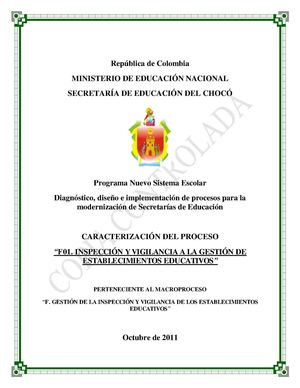 PROCESO INSPECCIÓN Y VIGILANCIA A LA GESTIÓN DE ESTABLECIMIENTOS EDUCATIVOS