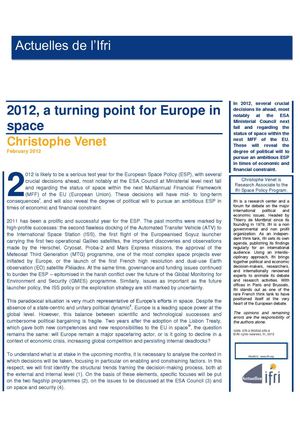 2012, a turning point for Europe in space