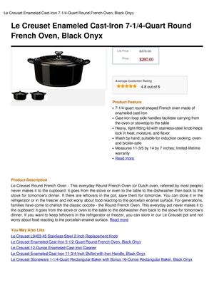 Le Creuset Enameled Cast-Iron 7-1 4-Quart Round French Oven, Black Onyx