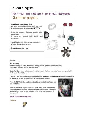 E-catalogue Déstockage Bijoux argent