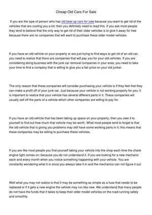 Cheap Old Cars For Sale