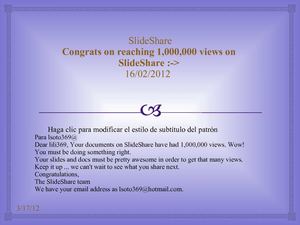 Felicitaciones de slideshare.net a Lilly Soto Vásquez 