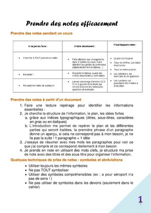 Prendre des notes efficacement
