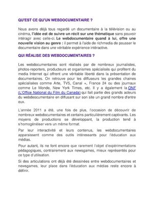 LE WEBDOCUMENTAIRE