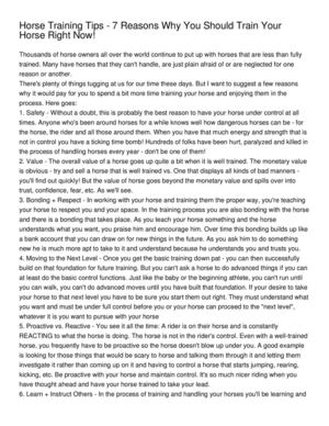 Horse Training Tips - 7 Reasons Why You Should Train Your Horse Right Now!