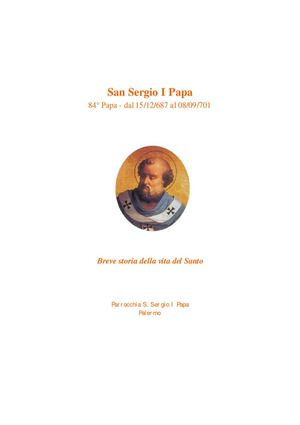 Storia d San Sergio I Papa