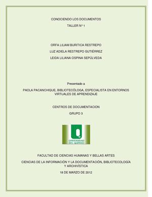 CONOCIENDO LOS DOCUMENTOS TALLER N°1