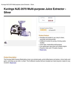 Kuvings NJE-3570 Multi-Purpose Juice Extractor - Silver