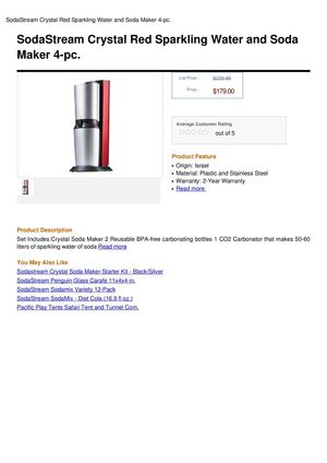 Calameo Sodastream Crystal Red Sparkling Water And Soda Maker 4 Pc