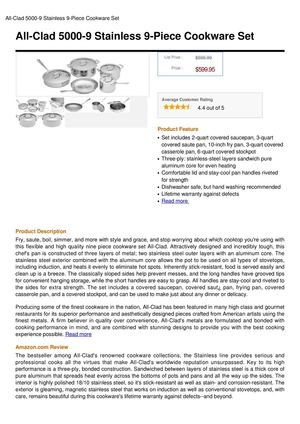 All-Clad 5000-9 Stainless 9-Piece Cookware Set