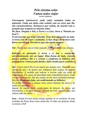 Pelo sistema solar vamos todos viajar (excerto adaptado)