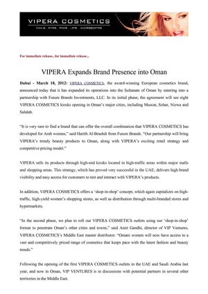 VIPERA Expands Brand Presence into Oman