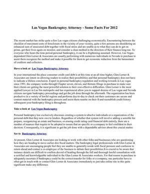  Las Vegas Bankruptcy Attorney - Some Facts For 2012 