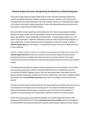 Network Support Services: Strengthening the Backbone of Global Enterprises