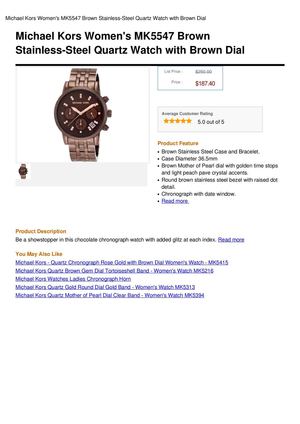 Michael Kors Women's MK5547 Brown Stainless-Steel Quartz Watch With Brown Dial