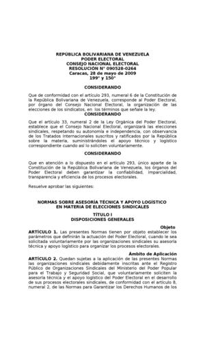 NORMATIVA DEL CNE - ELECCIONES SINDICALES