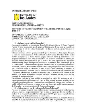 Proyecto hotelero "six senses" y "el ciruelo" en el Parque Tayrona