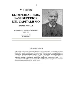 Vladimir Lenin - El imperialismo, fase superior del capitalismo