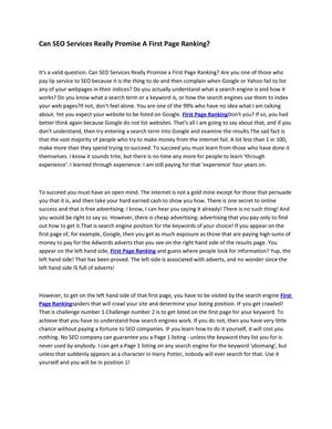 Can SEO Services Really Promise A First Page Ranking