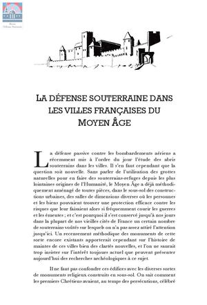 Lambert - La défense souterraine dans les villes françaises du Moyen Âge (août 1947)