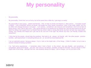 My personality