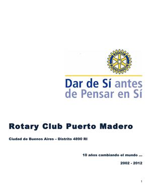 Rotary Club Puerto Madero - 10 años