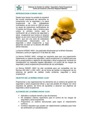 Introducción a la norma OHSAS 18001 2007