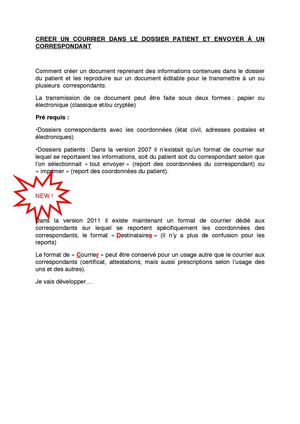 Créer un courrier correspondant