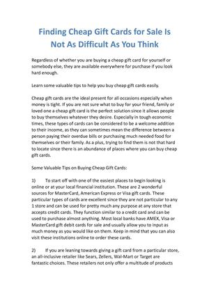 Finding Cheap Gift Cards for Sale Is Not As Difficult As You Think