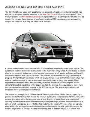 Analysis The New And The Best Ford Focus 2012