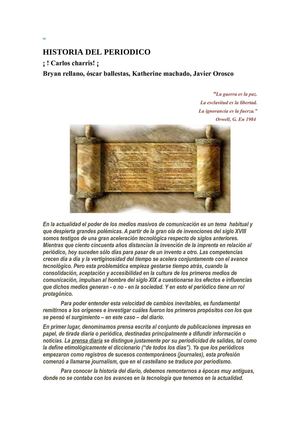 la historia del periodico