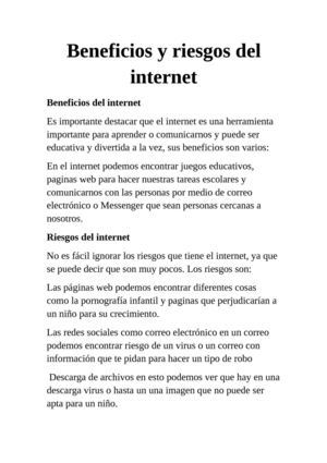 Beneficios y riesgos del internet