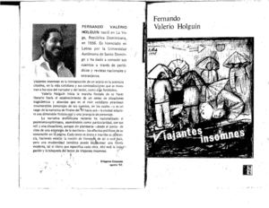 Viajantes insomnes (Cuentos, 1983). Fernando Valerio-Holguin.