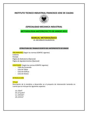 MANUAL ANTEPROYECTO DE GRADO MECÁNICA INDUSTRIAL 2012