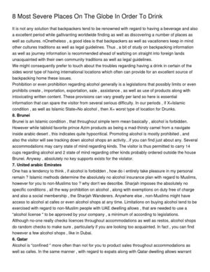 8 Most Severe Places On The Globe In Order To Drink