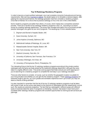 Top 10 Radiology Residency Programs