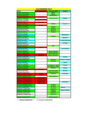 NRT - Calendrier des courses 2012