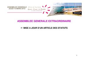 Présentation de l'Assemblée Générale de l'Office de Tourisme de St Cast le Guildo - 15 mars 2012