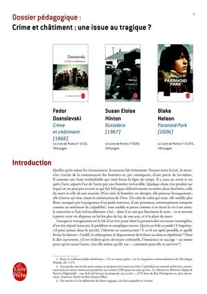 Dossier pédagogique Crime et châtiment : une issue au tragique ?