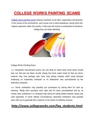 COLLEGE WORKS PAINTING SCAMS faq