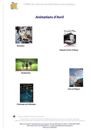 Calendrier Avril 2012