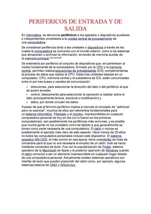 PERIFERICOS DE ENTRADA Y DE SALIDA